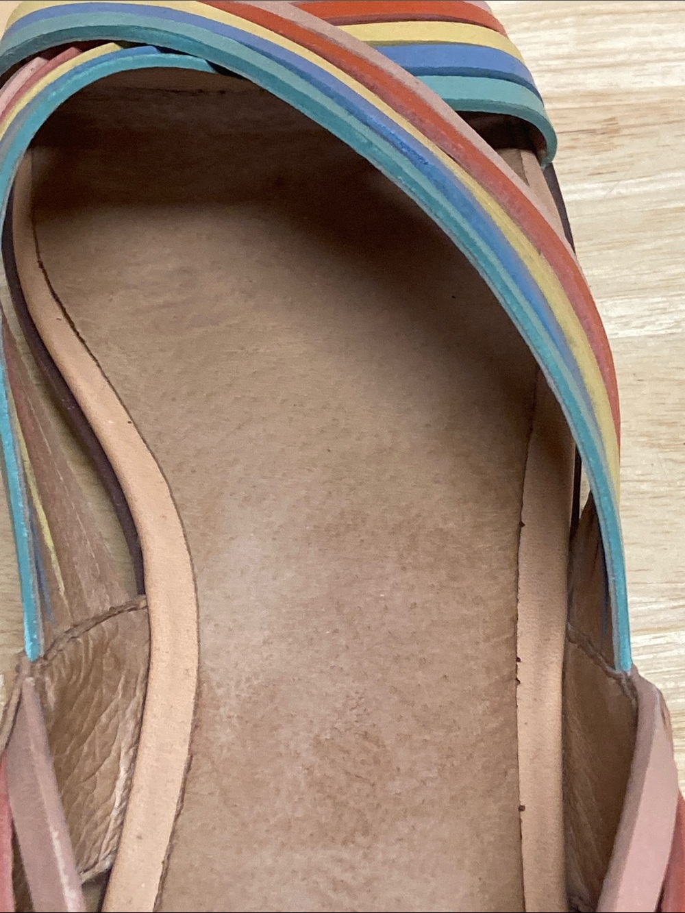 Madewell The Samira Flat Sandal in Leather Rainbow Striped Edition Sz 8 - Picture 6 of 12
